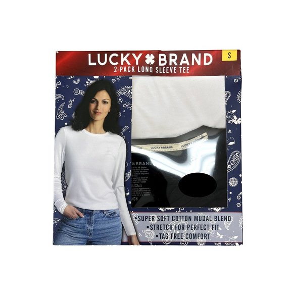 LUCKY BRAND LADIES LONG SLEEVE TEE 2-PACK - Picture 1 of 5